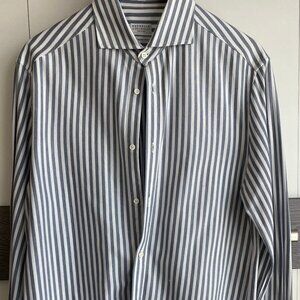 Brunello Cucinelli Men's Oxford Stripe Button-Down Shirt - NEW | LARGE